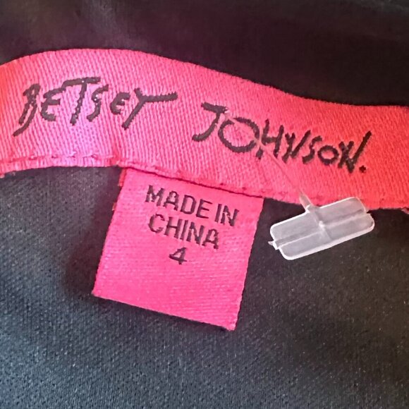 Betsey Johnson Black Shift Dress Daisy Buttons Mod Shift Fit Stretch Size 4 - Picture 13 of 14